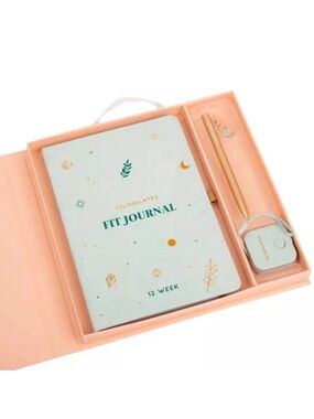 BLOGILATES NWT 12 week fit journal, pen, measuring tape